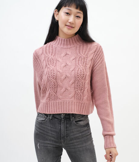 Aeropostale Womens Cable Knit Cardigan Sweater